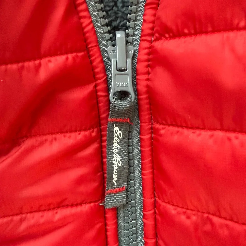 Eddie Bauer Kids Jacket Size M 10/12 Red Hooded Down Puffer Coat Reversible